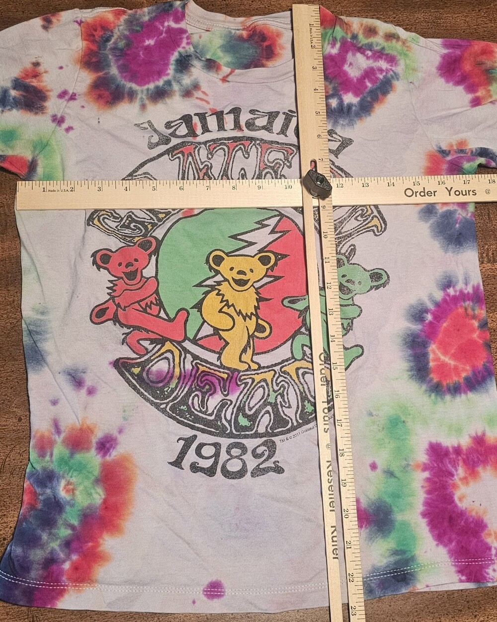 Grateful Dead Jamaica 1982 Rasta Gray Tye-Dye 2011 Sz S Cotton Dancing Bears - Picture 8 of 10